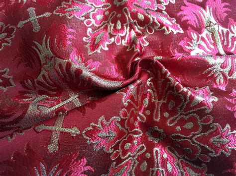 Metallic Floral Brocade Fabric By The Yard 